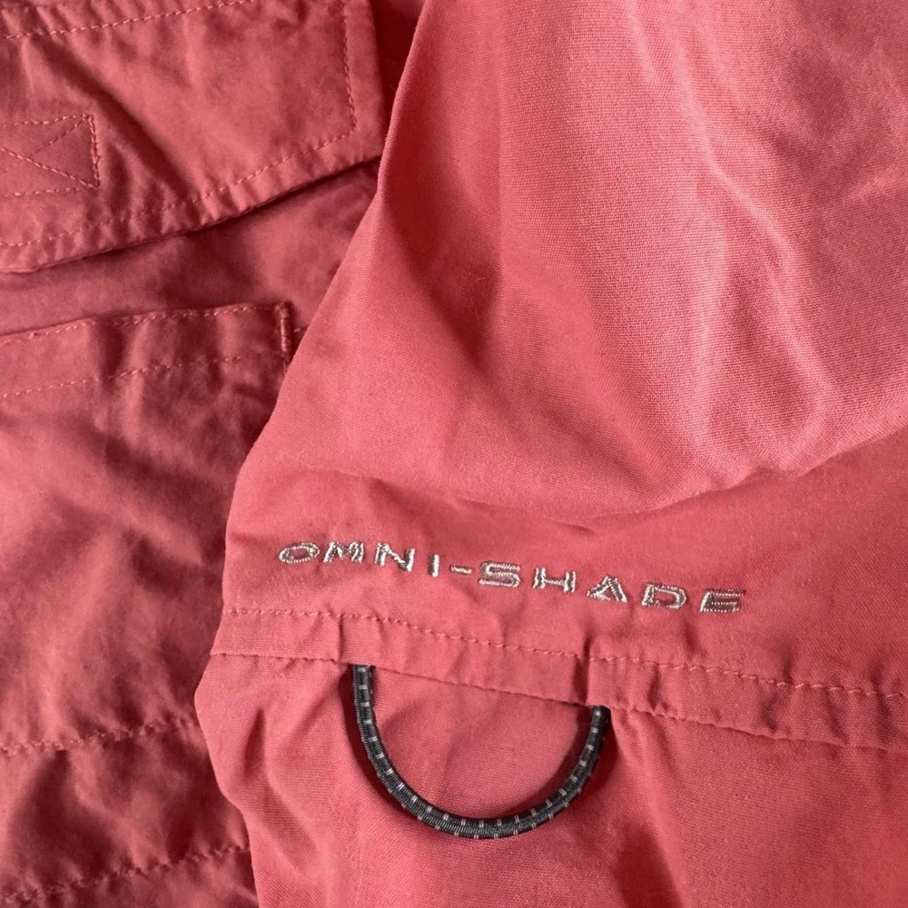 Columbia PFG Shirt Mens M Pink Long Sleeve Button Up Omni-Shade Fishing Vented